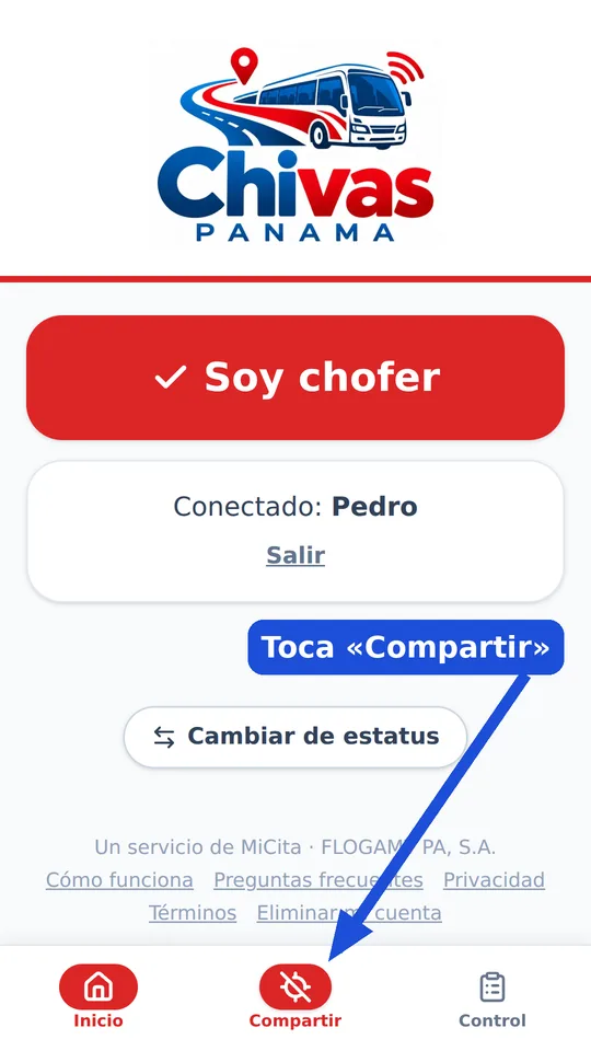 Toca «Compartir»