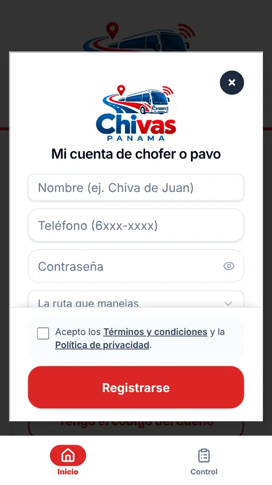 Mi cuenta de chofer o pavo