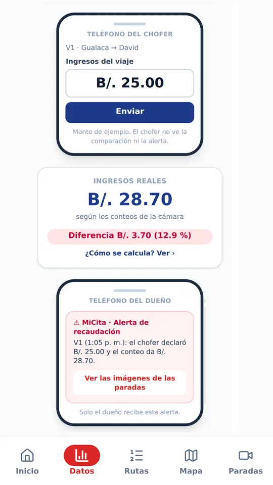Chofer vs. recaudación real