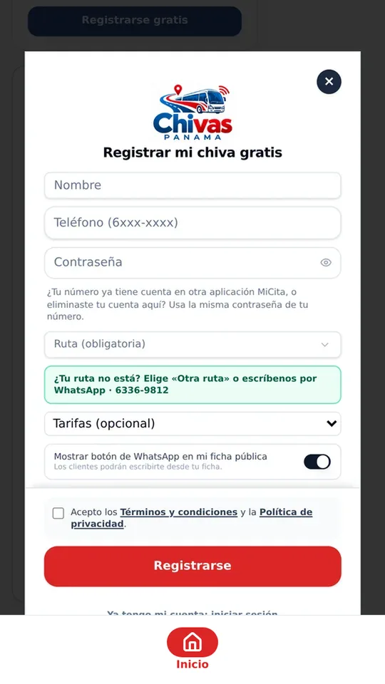Registrar mi bus