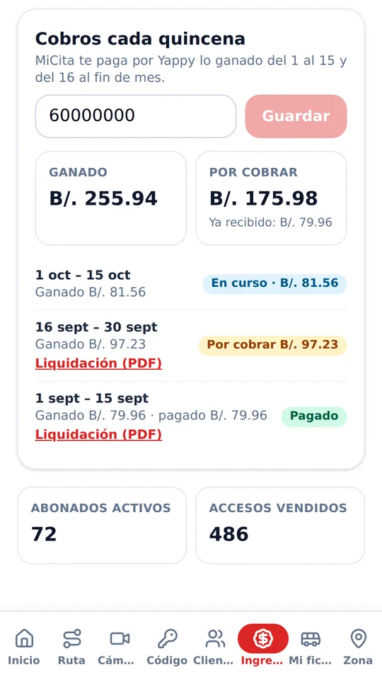 Cobra cada quincena