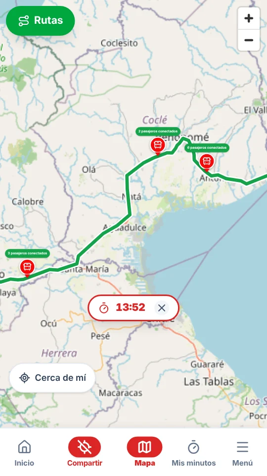 Usando minutos acumulados: los buses de pasajeros