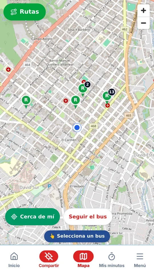 Las rutas en el mapa