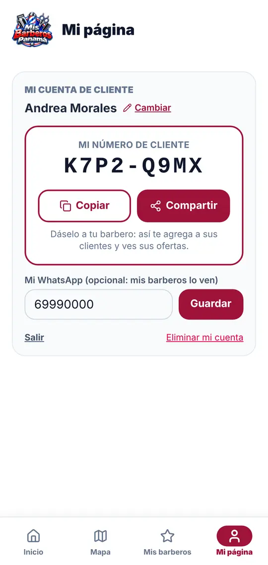 El botón Mi página