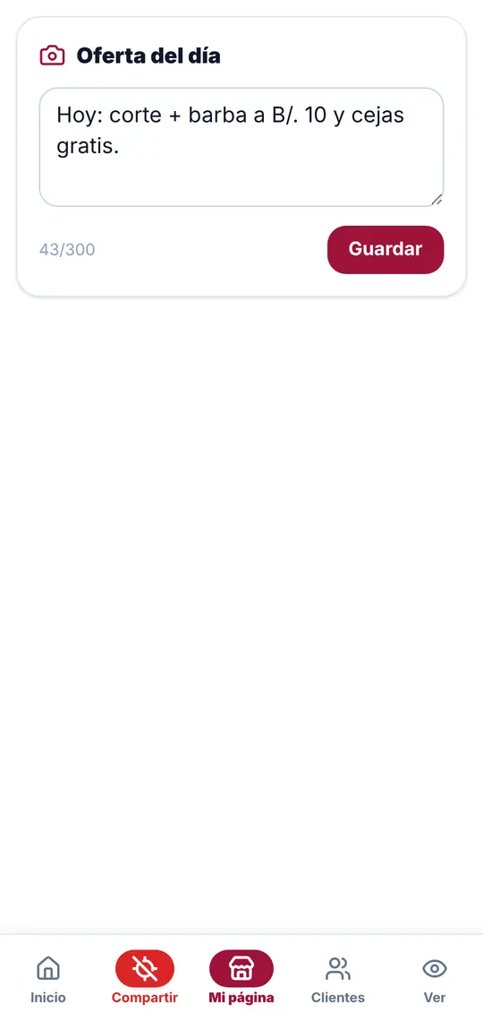 El botón Mi página: Oferta del día