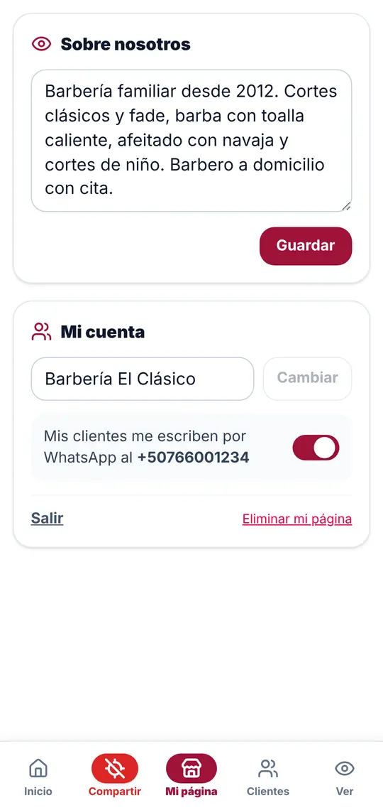 Mi página › Sobre nosotros y Mi cuenta