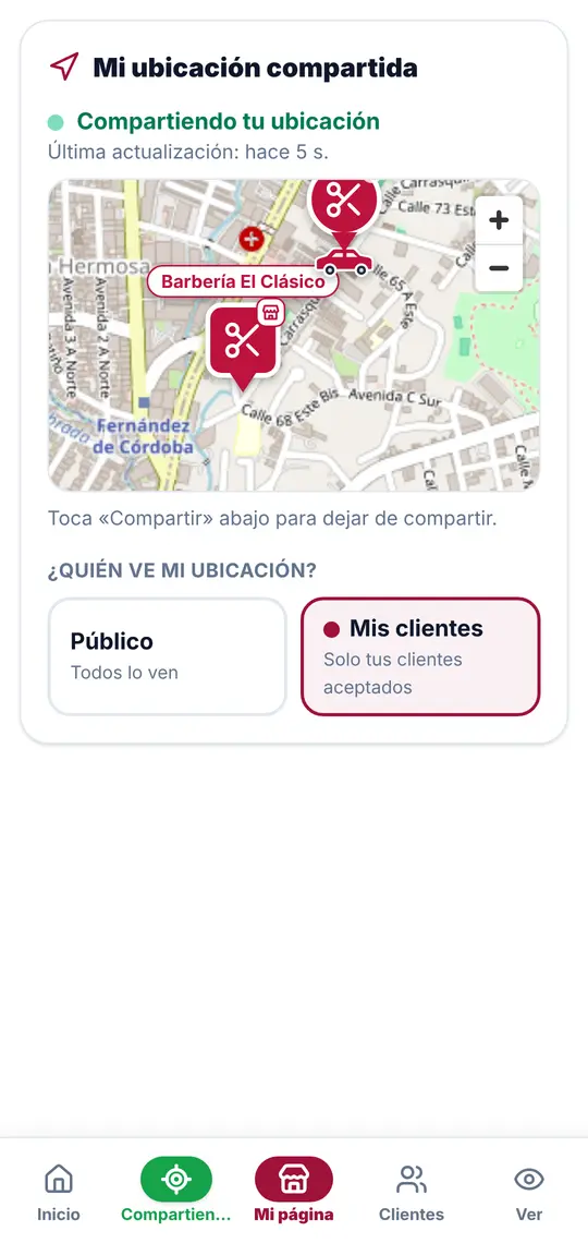 El botón Compartir