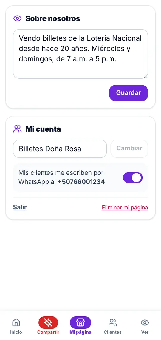 Mi página › Sobre nosotros y Mi cuenta