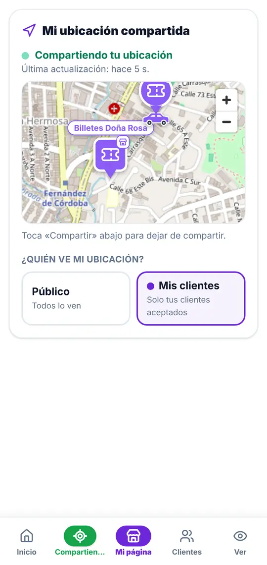 El botón Compartir