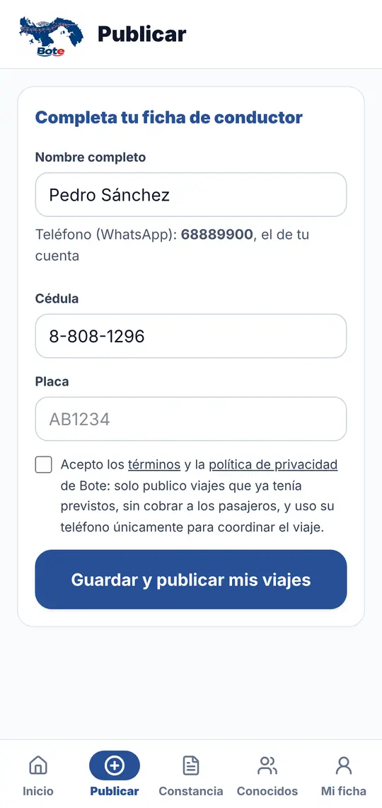 Publicar › tu ficha de conductor