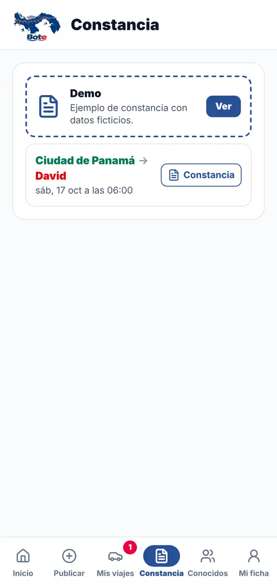 El botón Constancia