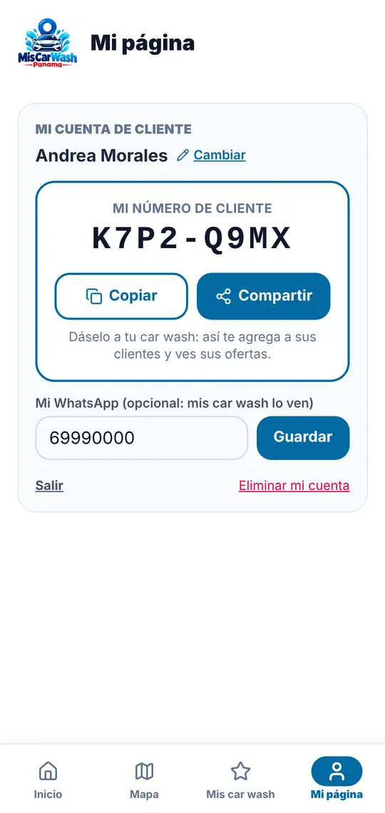 El botón Mi página
