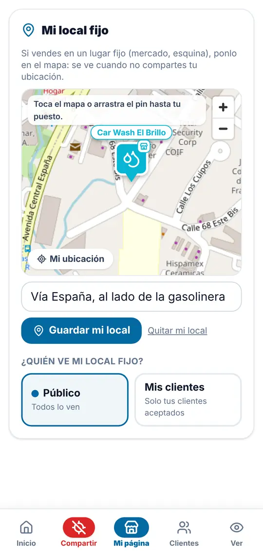Mi página › Mi local fijo