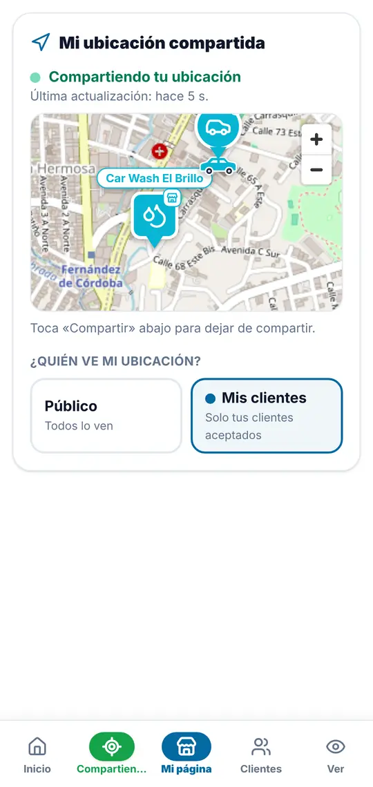 El botón Compartir