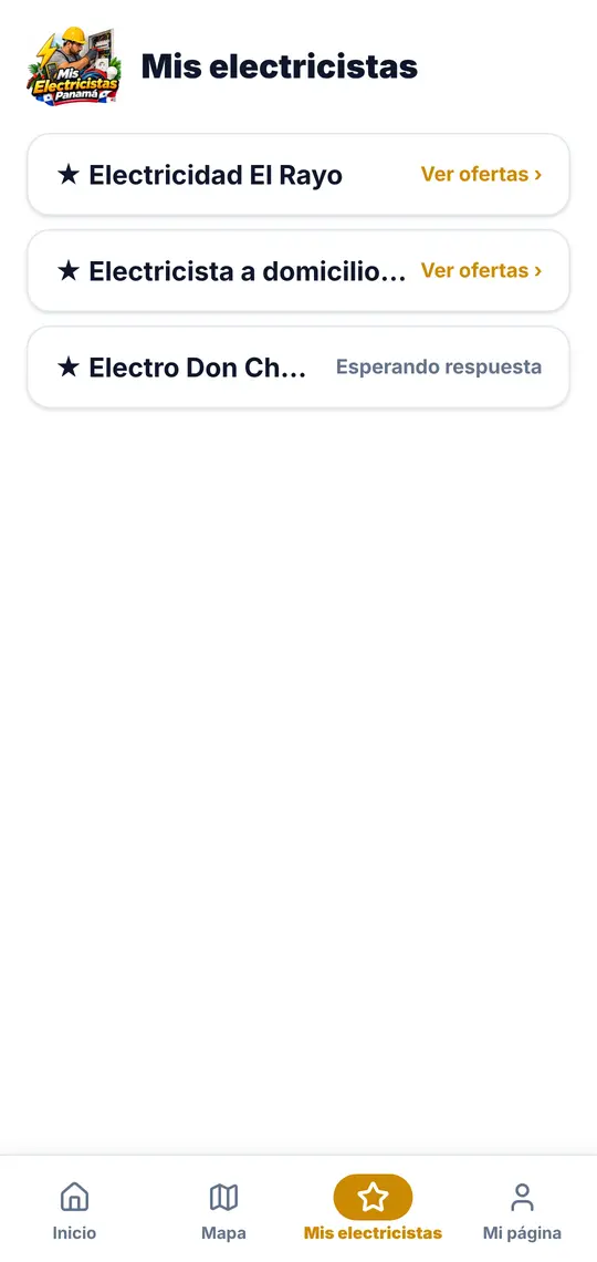 El botón Mis electricistas