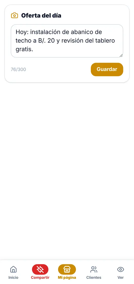 El botón Mi página: Oferta del día