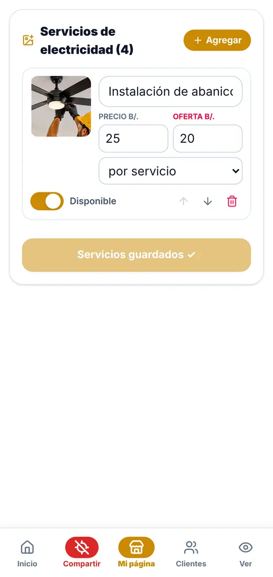 Mi página › Servicios de electricidad