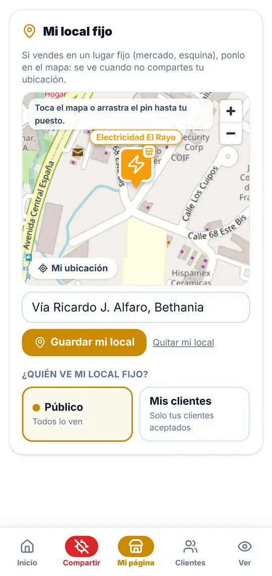 Mi página › Mi local fijo