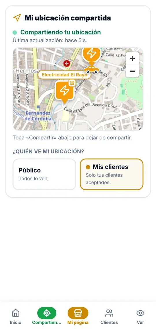 El botón Compartir
