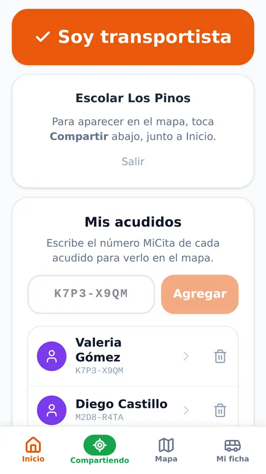 El botón Inicio: mis acudidos