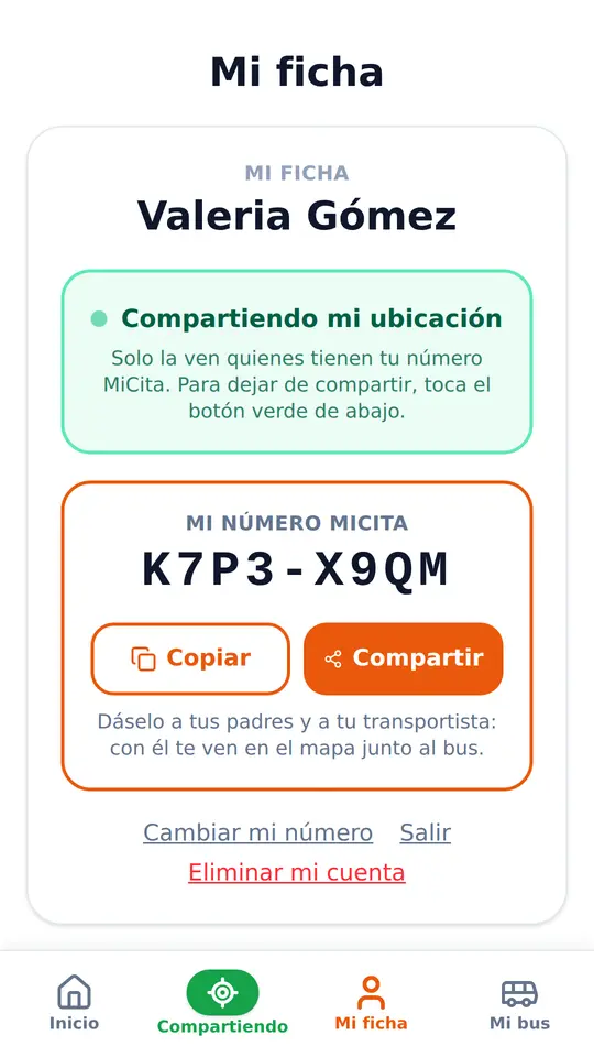 El botón Mi ficha y el botón Compartir