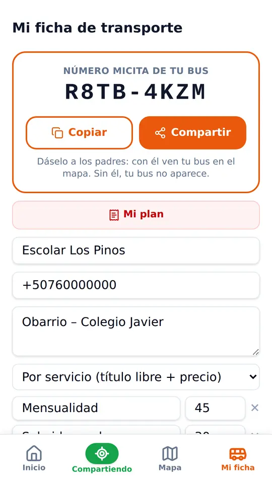 El botón Mi ficha
