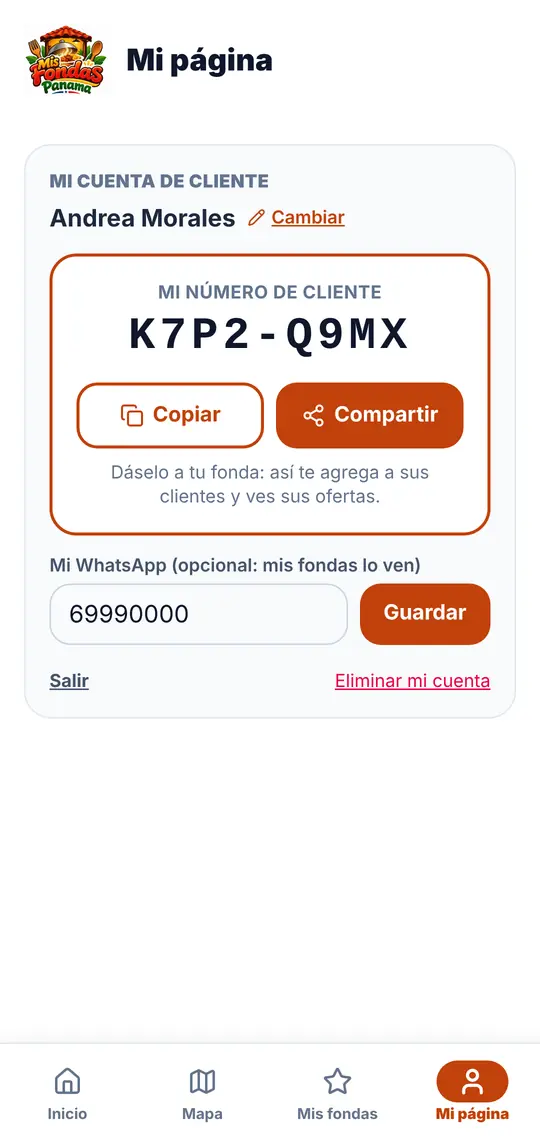 El botón Mi página