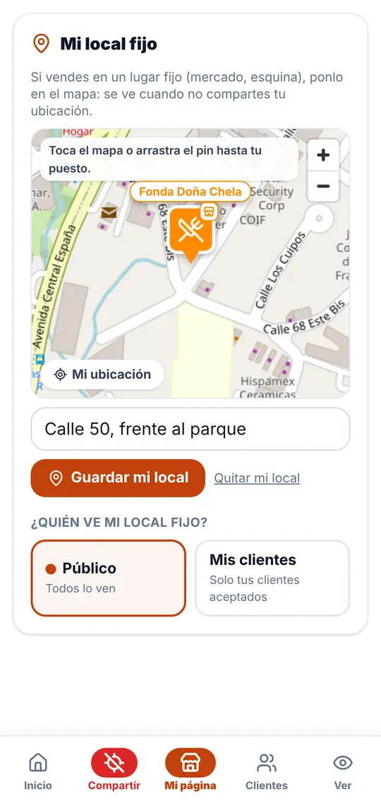 Mi página › Mi local fijo