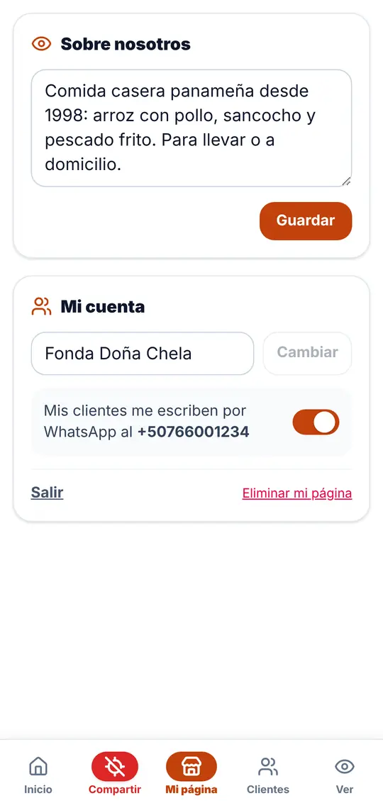Mi página › Sobre nosotros y Mi cuenta