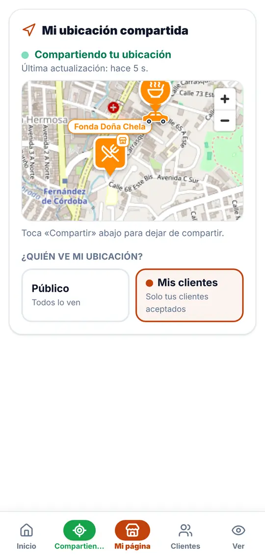 El botón Compartir