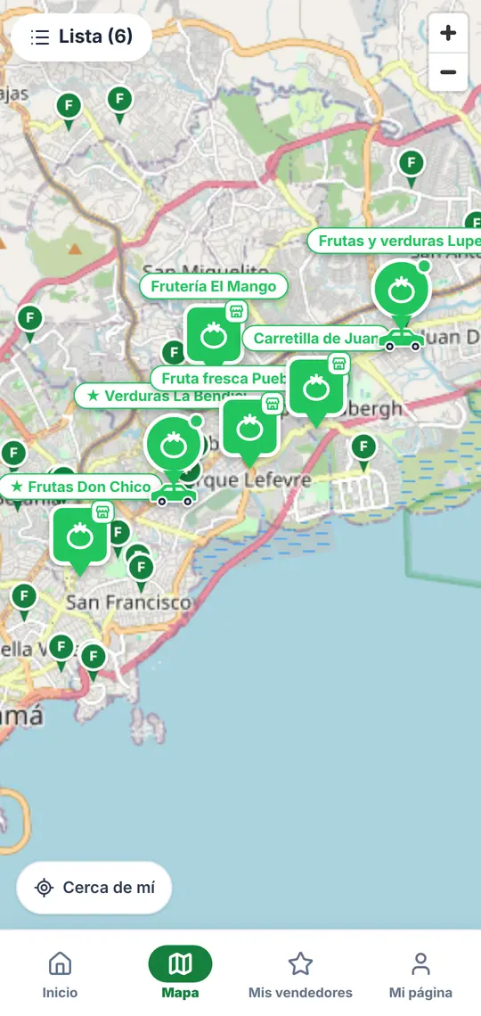 El botón Mapa: los pins grandes