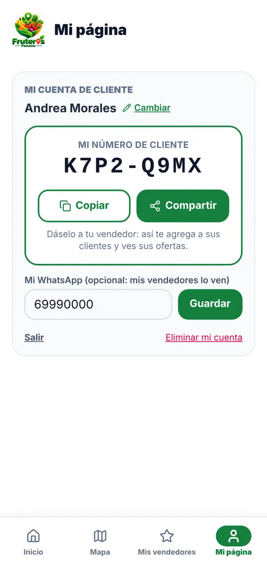 El botón Mi página