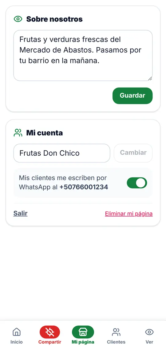 Mi página › Sobre nosotros y Mi cuenta