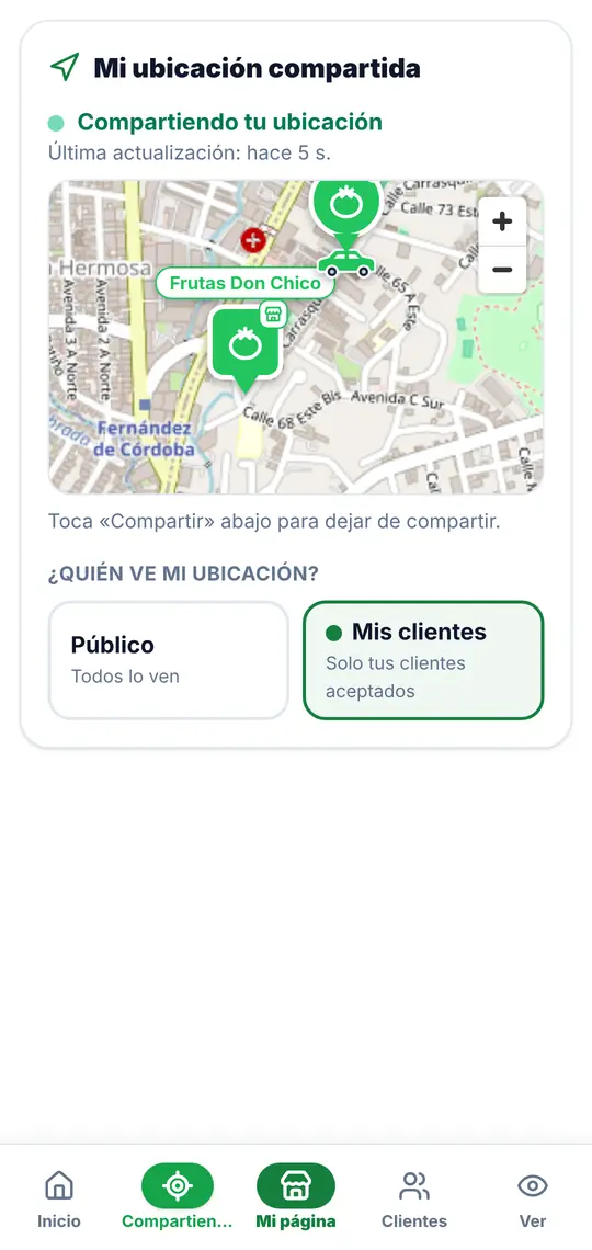 El botón Compartir
