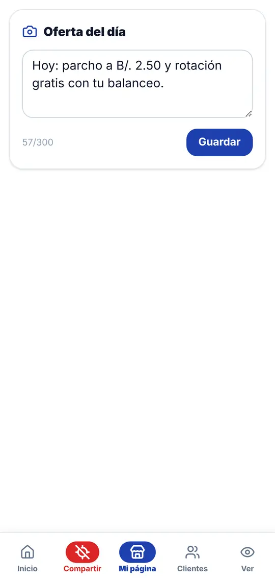 El botón Mi página: Oferta del día