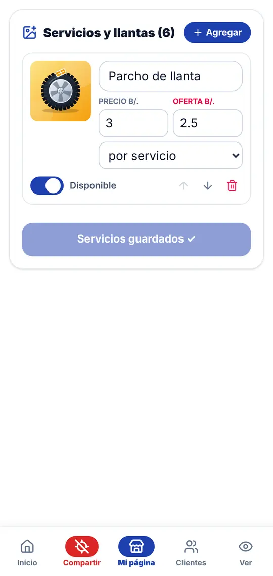 Mi página › Servicios y llantas