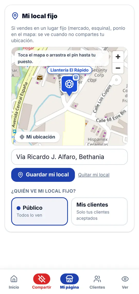 Mi página › Mi local fijo