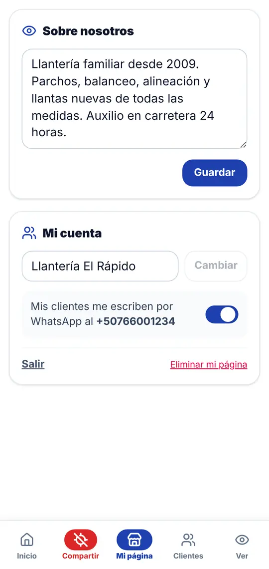 Mi página › Sobre nosotros y Mi cuenta