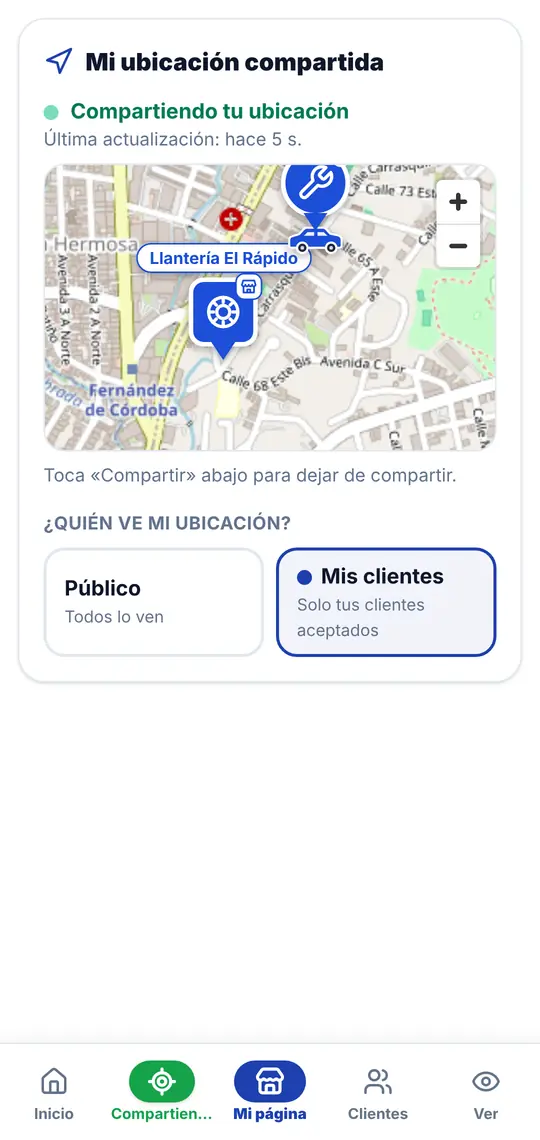 El botón Compartir