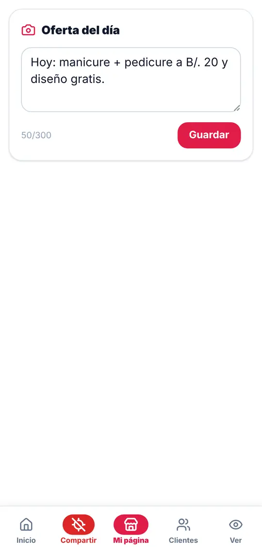 El botón Mi página: Oferta del día