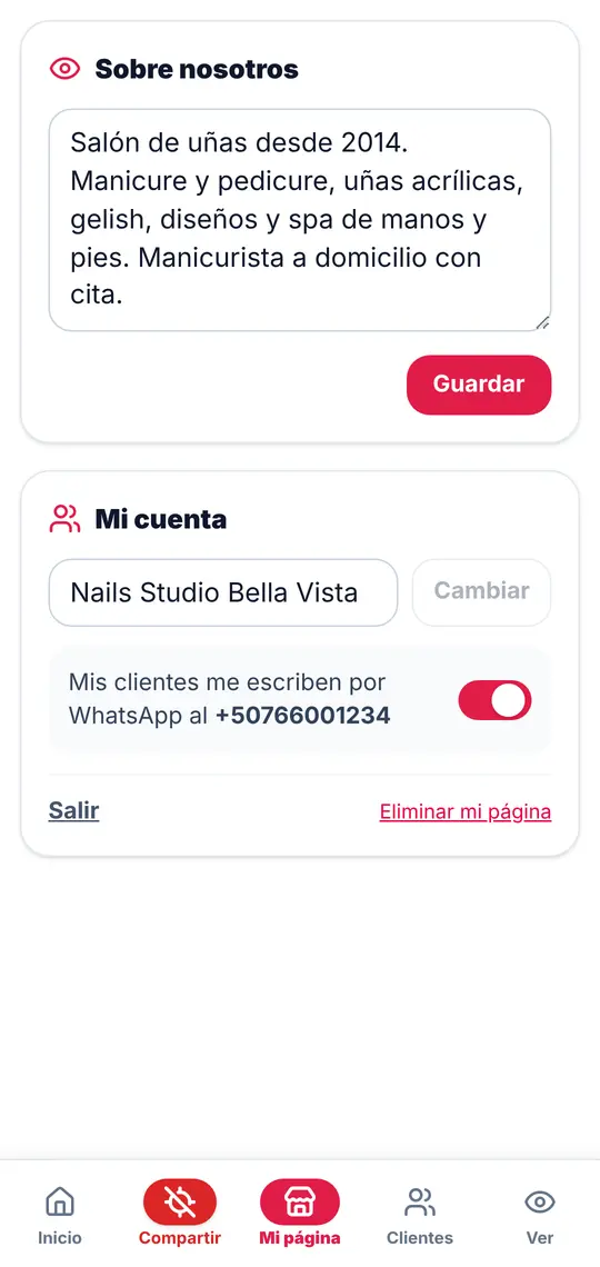 Mi página › Sobre nosotros y Mi cuenta