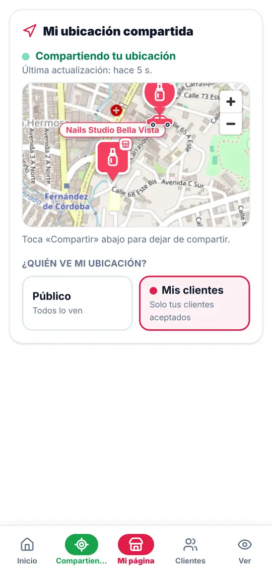 El botón Compartir