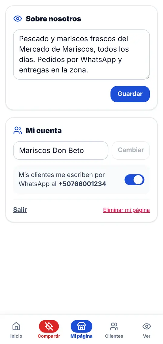Mi página › Sobre nosotros y Mi cuenta