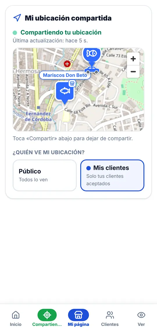 El botón Compartir