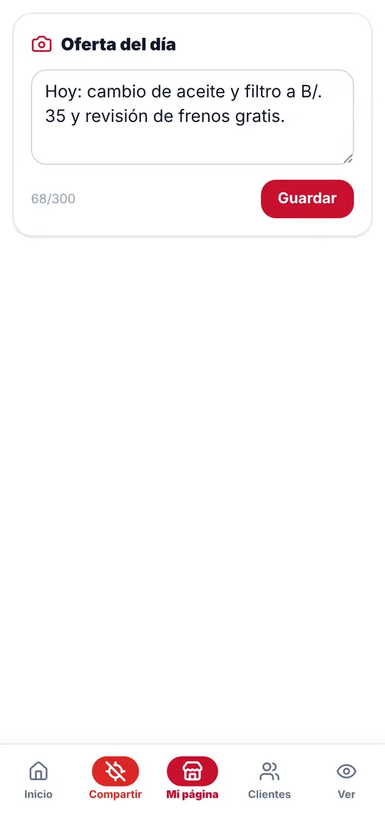 El botón Mi página: Oferta del día