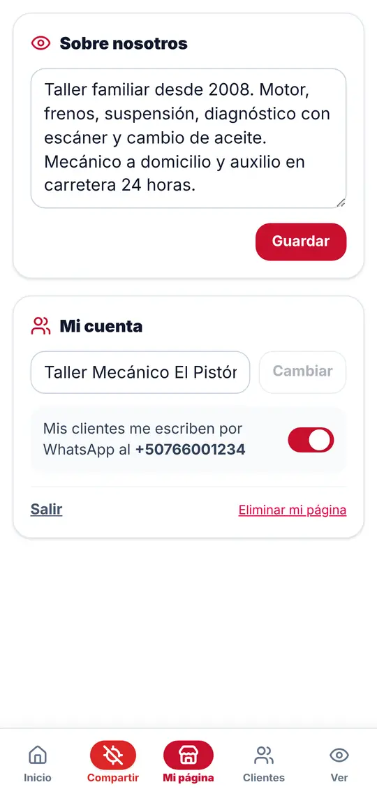 Mi página › Sobre nosotros y Mi cuenta