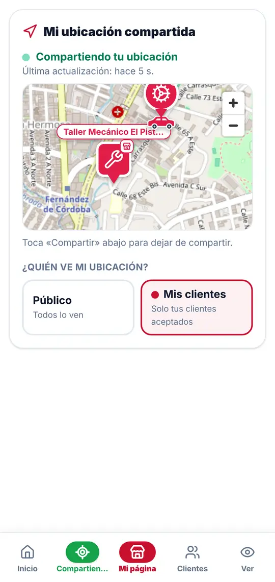 El botón Compartir