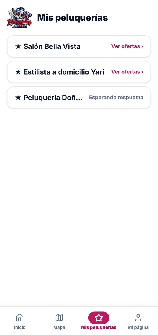 El botón Mis peluquerías