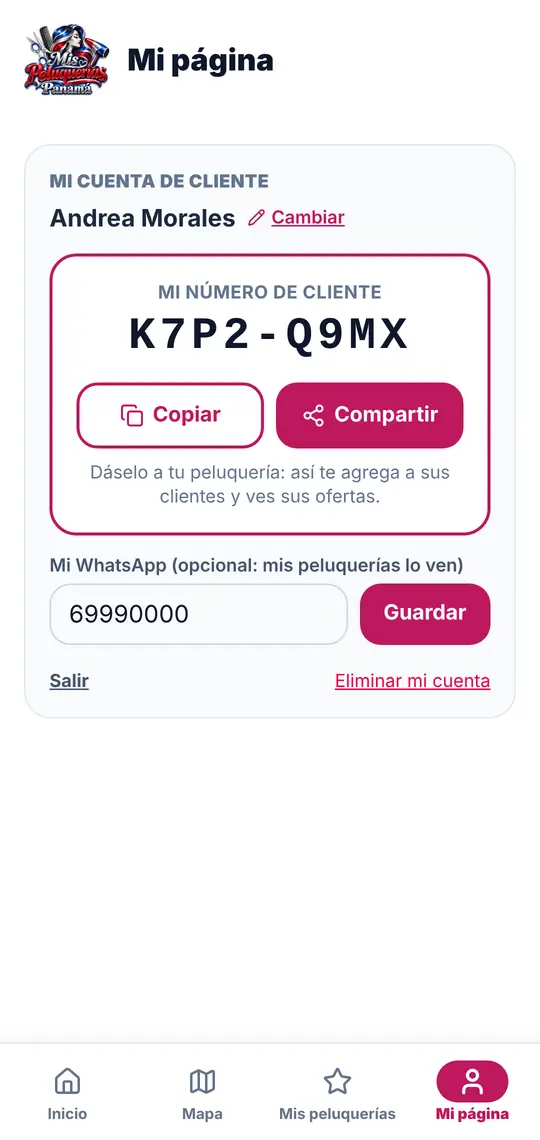 El botón Mi página