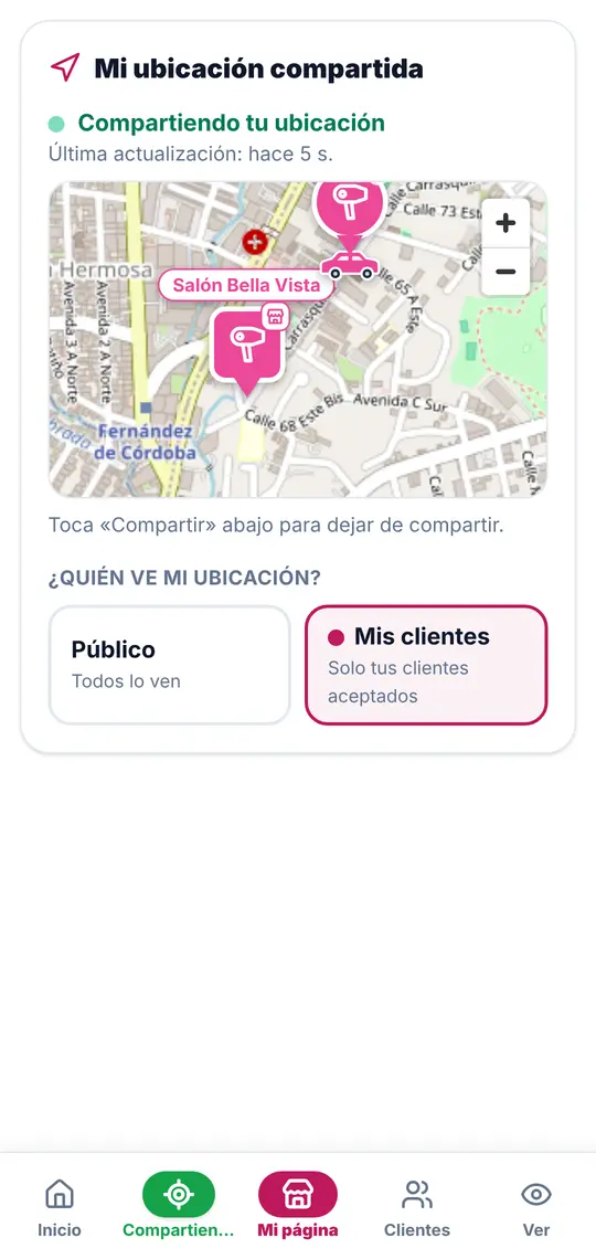 El botón Compartir
